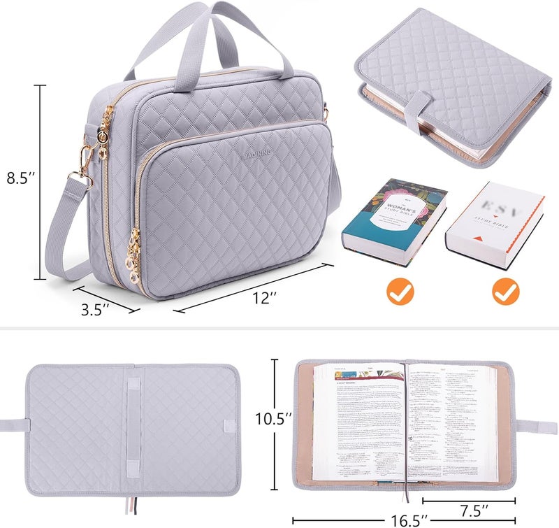 IMAGINING Large Bible Case with Quilted Cover – Bible Carrying Bag for Women with Shoulder Strap, Pockets & Gift Box | Bible Gift for Girls, Women, Bible Study - Image 2